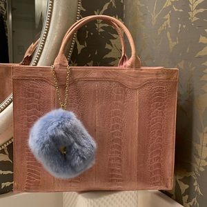 Genuine ostrich leg skin tote bag
